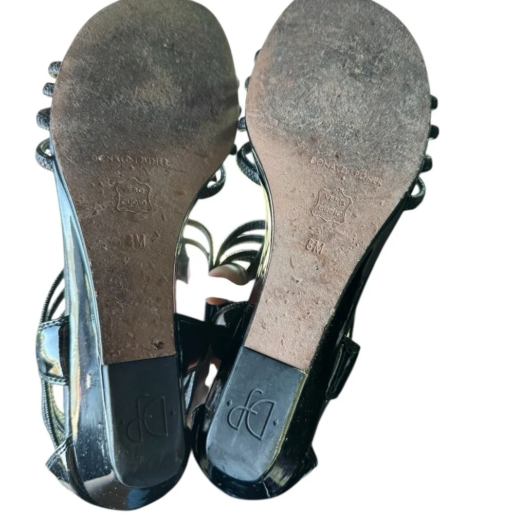 Donald J. Pliner Black Gladiator Style Wedges Size 8